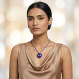 Gold Plated Blue Crystal Necklace & Earring Set
